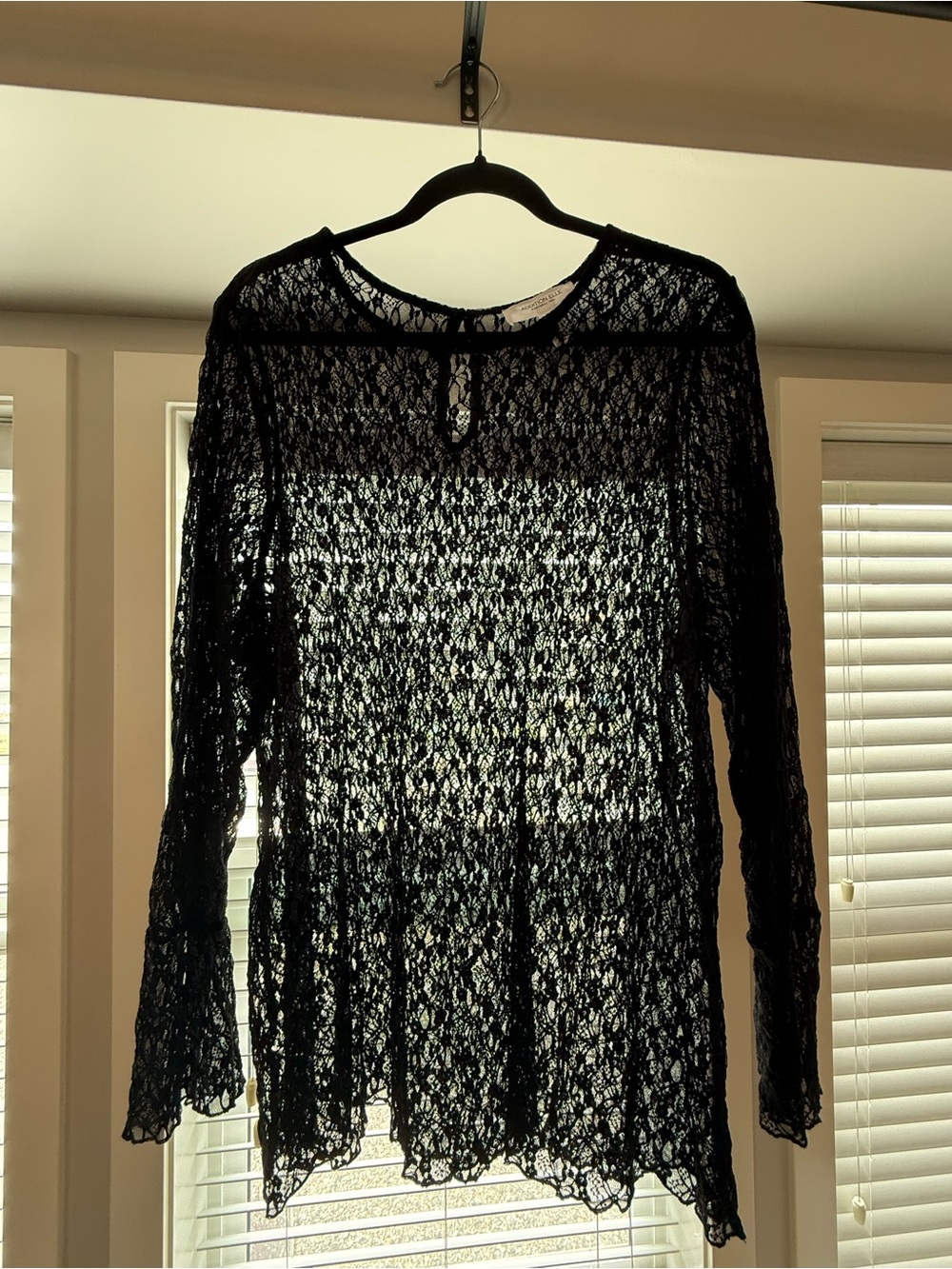 Addition Elle Black Lace Long Sleeve Blouse